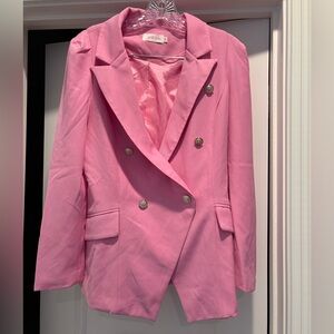 Pink Double-Breasted Women's Blazer